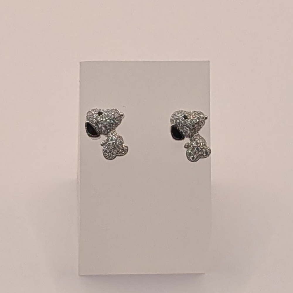 Snoopy Stud Earrings Silver Charlie Brown - Picture 2 of 6